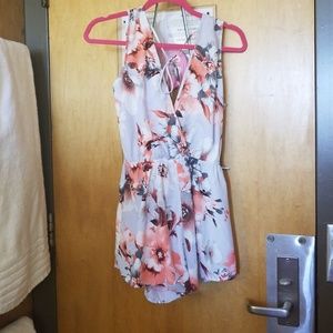 Low cut floral romper
